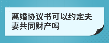 离婚协议书可以约定夫妻共同财产吗