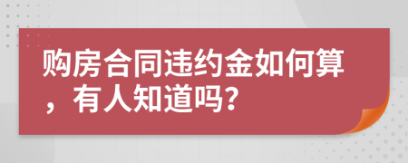 购房合同违约金如何算，有人知道吗？