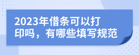 2023年借条可以打印吗，有哪些填写规范