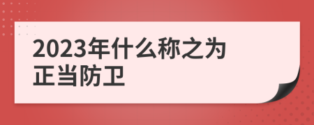 2023年什么称之为正当防卫