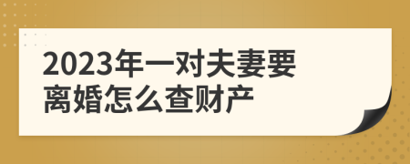 2023年一对夫妻要离婚怎么查财产