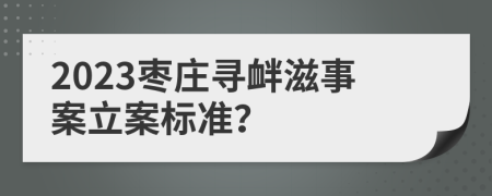 2023枣庄寻衅滋事案立案标准？
