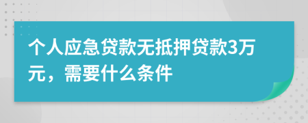 个人应急贷款无抵押贷款3万元，需要什么条件