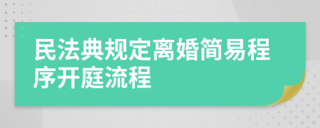 民法典规定离婚简易程序开庭流程