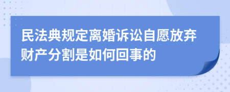 民法典规定离婚诉讼自愿放弃财产分割是如何回事的