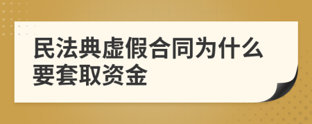 民法典虚假合同为什么要套取资金