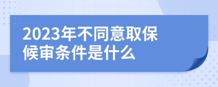 2023年不同意取保候审条件是什么