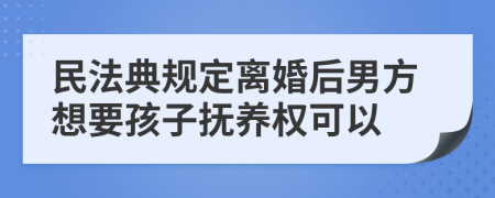 民法典规定离婚后男方想要孩子抚养权可以