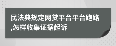 民法典规定网贷平台平台跑路,怎样收集证据起诉