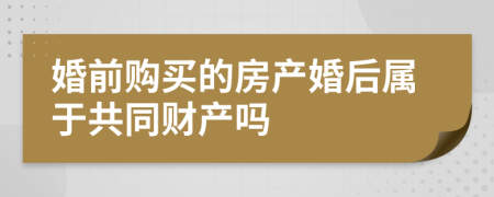 婚前购买的房产婚后属于共同财产吗