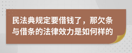 民法典规定要借钱了，那欠条与借条的法律效力是如何样的