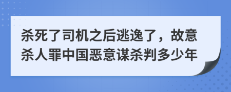 杀死了司机之后逃逸了，故意杀人罪中国恶意谋杀判多少年