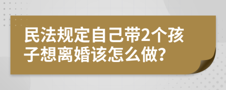 民法规定自己带2个孩子想离婚该怎么做？