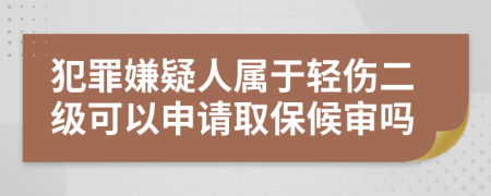 犯罪嫌疑人属于轻伤二级可以申请取保候审吗