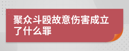 聚众斗殴故意伤害成立了什么罪