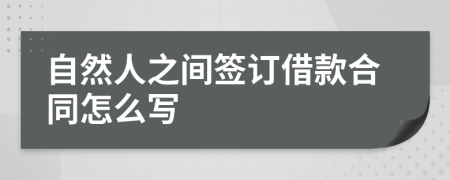 自然人之间签订借款合同怎么写