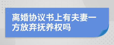 离婚协议书上有夫妻一方放弃抚养权吗