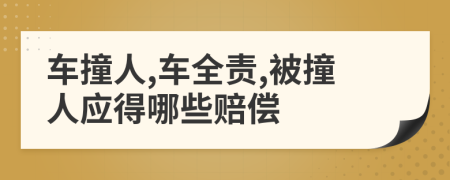 车撞人,车全责,被撞人应得哪些赔偿