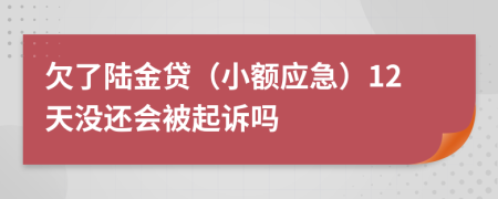 欠了陆金贷（小额应急）12天没还会被起诉吗