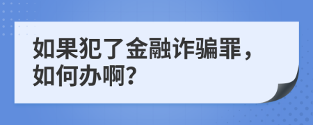 如果犯了金融诈骗罪，如何办啊？