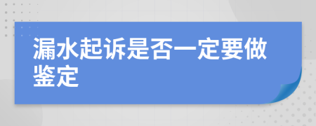 漏水起诉是否一定要做鉴定