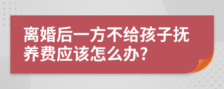 离婚后一方不给孩子抚养费应该怎么办?