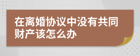 在离婚协议中没有共同财产该怎么办