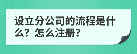 设立分公司的流程是什么？怎么注册？