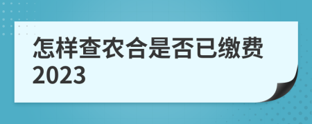 怎样查农合是否已缴费2023