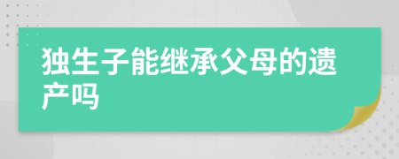 独生子能继承父母的遗产吗