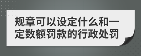 规章可以设定什么和一定数额罚款的行政处罚