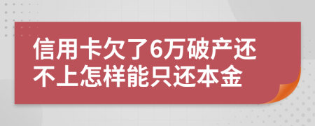 信用卡欠了6万破产还不上怎样能只还本金