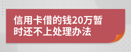 信用卡借的钱20万暂时还不上处理办法