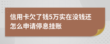 信用卡欠了钱5万实在没钱还怎么申请停息挂账