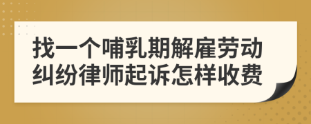 找一个哺乳期解雇劳动纠纷律师起诉怎样收费