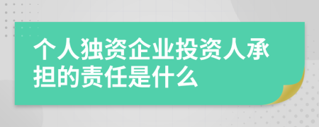 个人独资企业投资人承担的责任是什么