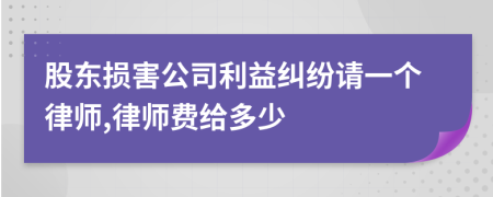 股东损害公司利益纠纷请一个律师,律师费给多少