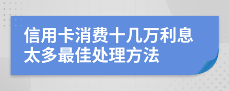 信用卡消费十几万利息太多最佳处理方法