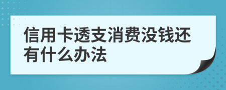 信用卡透支消费没钱还有什么办法