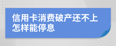 信用卡消费破产还不上怎样能停息