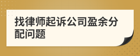 找律师起诉公司盈余分配问题