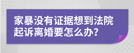 家暴没有证据想到法院起诉离婚要怎么办？