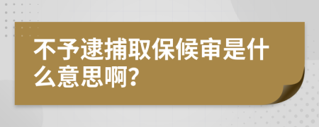不予逮捕取保候审是什么意思啊？
