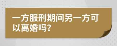 一方服刑期间另一方可以离婚吗？