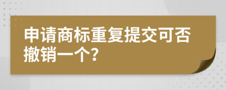 申请商标重复提交可否撤销一个？