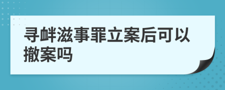 寻衅滋事罪立案后可以撤案吗