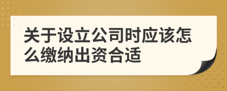 关于设立公司时应该怎么缴纳出资合适