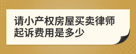 请小产权房屋买卖律师起诉费用是多少