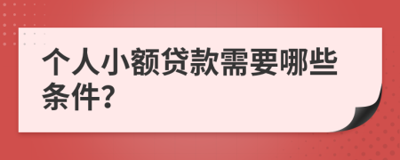 个人小额贷款需要哪些条件？