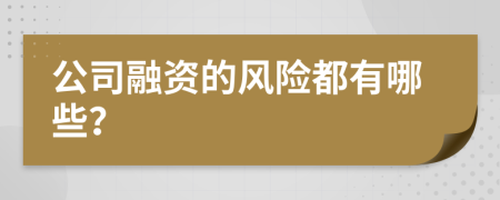 公司融资的风险都有哪些？